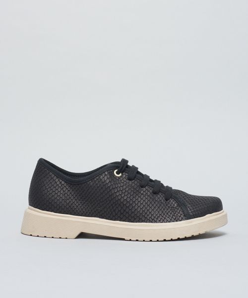 Tenis Couro Serpente - Preto