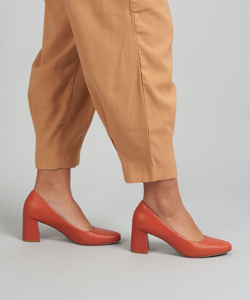 Scarpin Couro Serpente - Ocre
