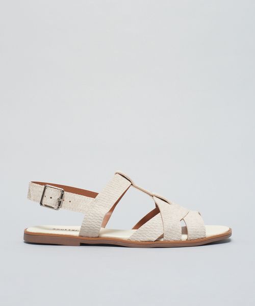 Rasteira Cruzada Rafia - Offwhite