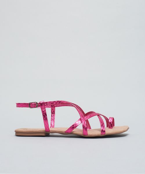 Rasteira Metalizada Dedinho - Magenta