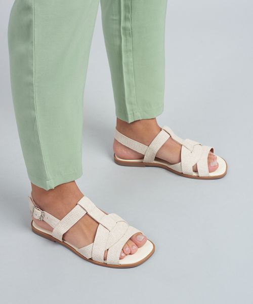 Rasteira Cruzada Rafia - Offwhite