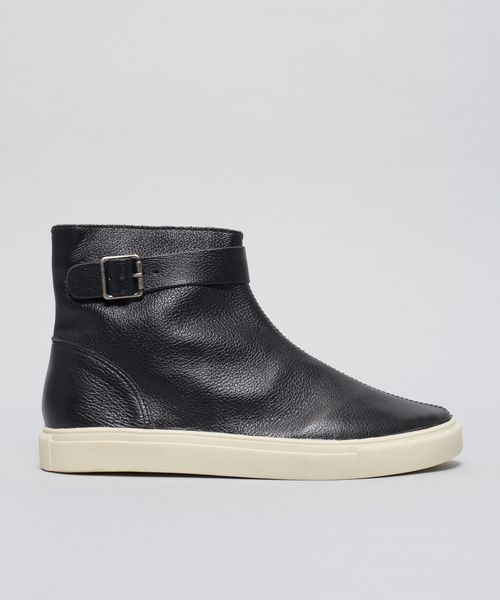 Tenis Couro Cano Fivela - Preto