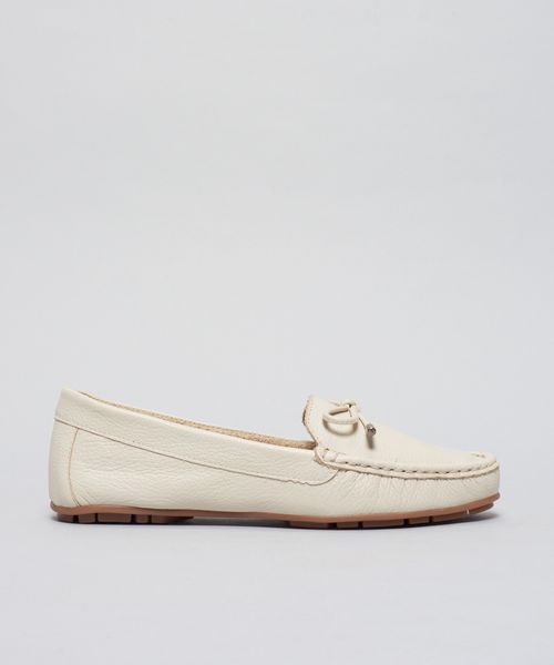 Mocassim Couro Lacinho - Offwhite