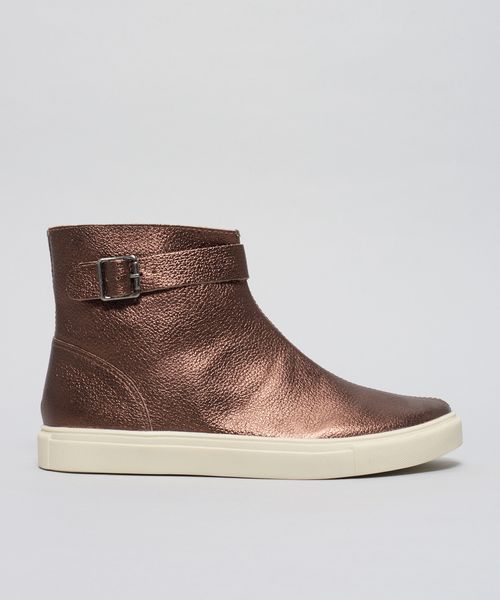 Tenis Couro Cano Fivela - Bronze