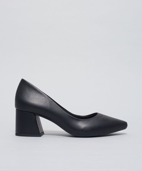 Scarpin Bico Fino Bloco - Preto