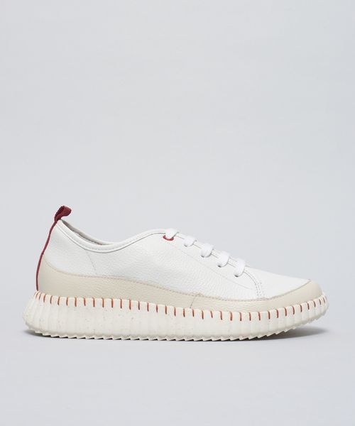 Tenis Couro Lara - Branco/Bordo