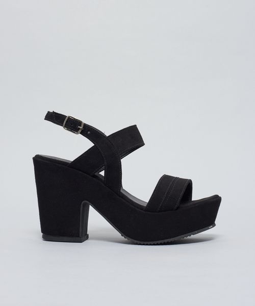 Meia Pata Suede Tiras - Preto