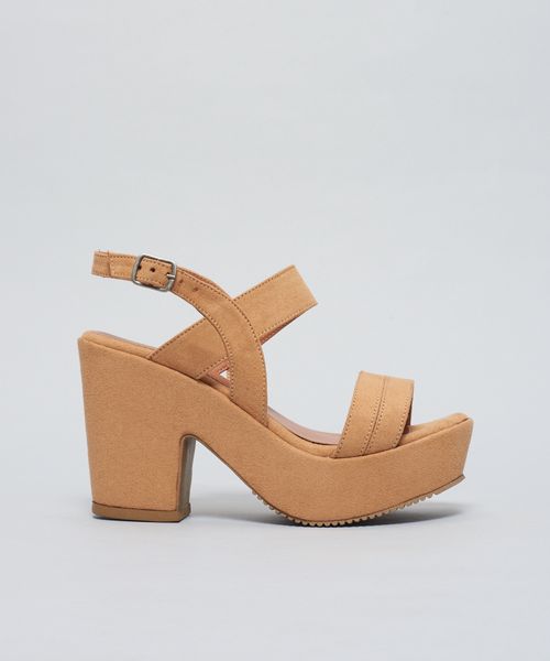 Meia Pata Suede Tiras - Caramelo