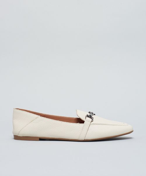 Mocassim Couro Casual - Offwhite