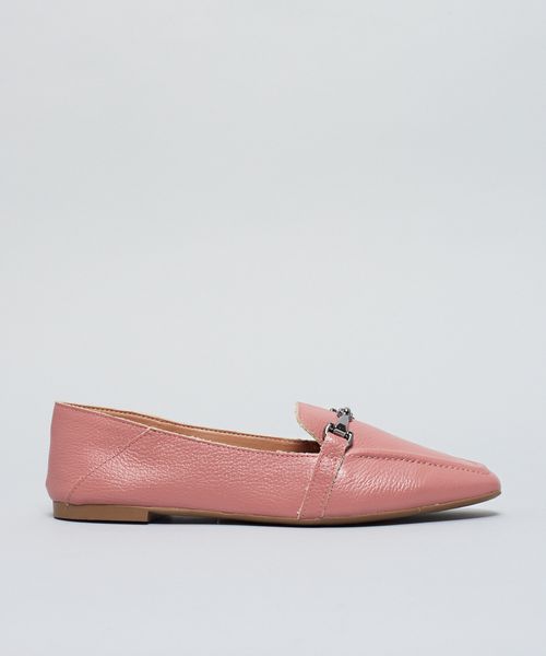 Mocassim Couro Casual - Blush
