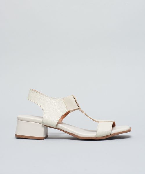 Sandalia Media Elastico Couro - Offwhite
