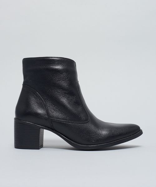 Bota Couro Salto Isa - Preto