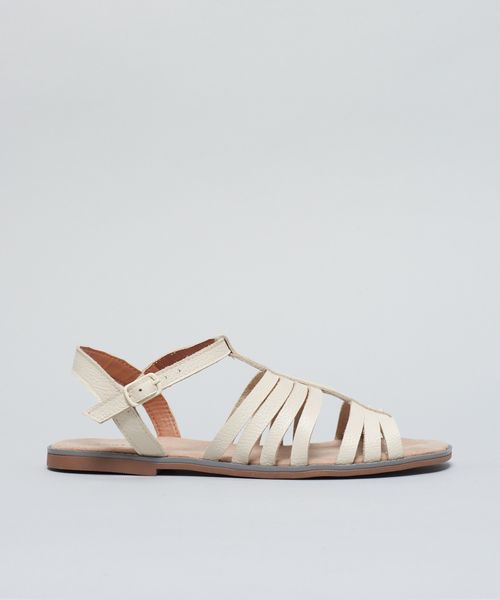 Rasteira Couro Multi Tiras - Offwhite
