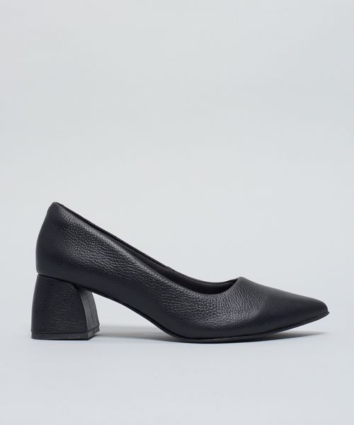 Scarpin Couro Bico Fino - Preto