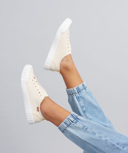 Tenis Lona Traseiro - Offwhite
