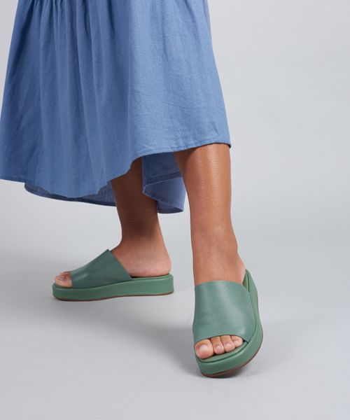 Flat Slide Couro - Folha