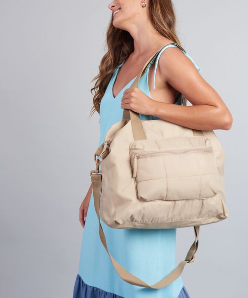 Bolsa g Nylon Matelasse - Caramelo