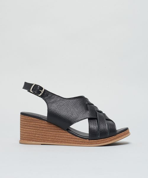 Plataforma Couro Helena - Preto