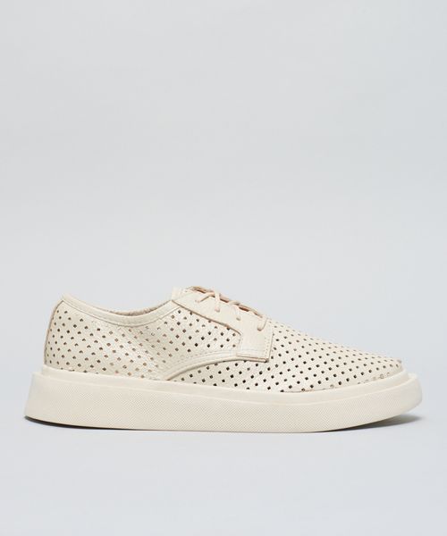 Tenis Bold Couro Perfuros - Offwhite