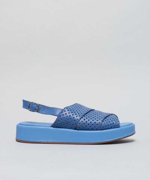 Flat Couro Perfuros - Denim