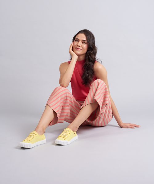 Tenis Lona Traseiro Listra - Amarelo Polen