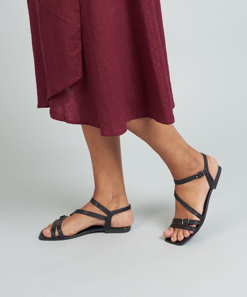 Rasteira Soft Tirinhas - Preto