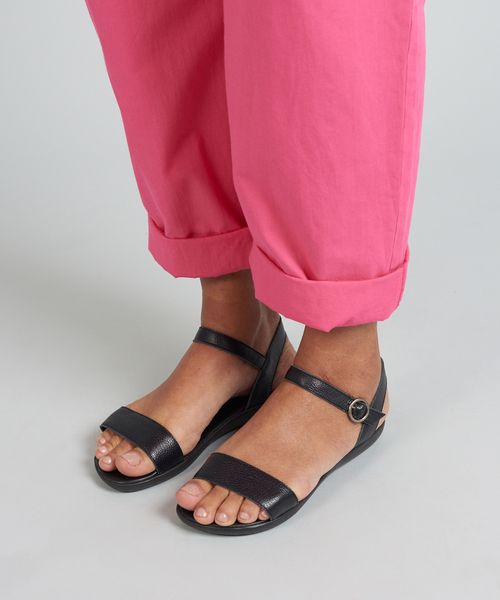 Rasteira Couro Comfort - Preto