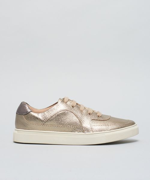 Tenis Couro Pepa Basico - Prata Velho