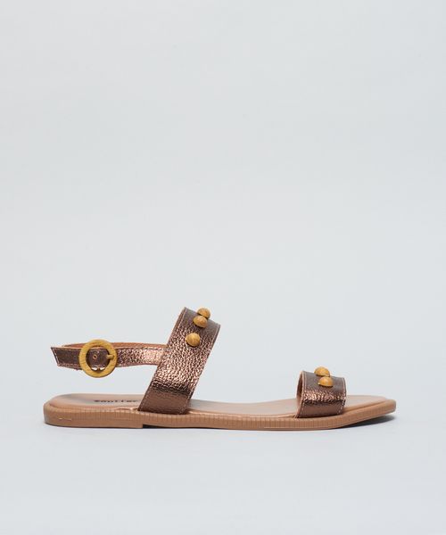Rasteira Couro Esferas - Bronze