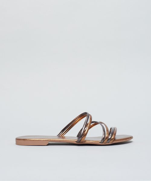 Rasteira Tiras Duo - Bronze