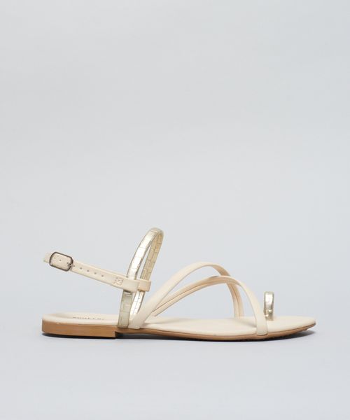 Rasteira Dedinho Metalizado - Offwhite