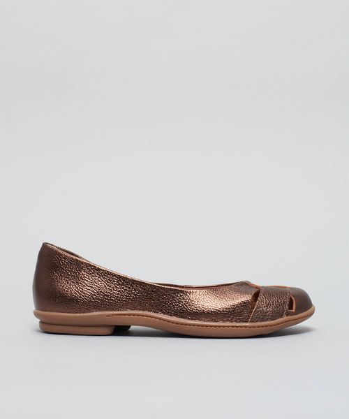 Sapatilha Couro Passante - Bronze