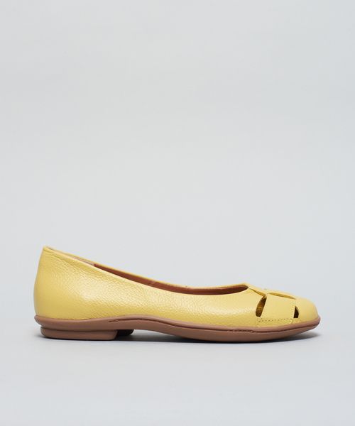 Sapatilha Couro Passante - Amarelo Polen