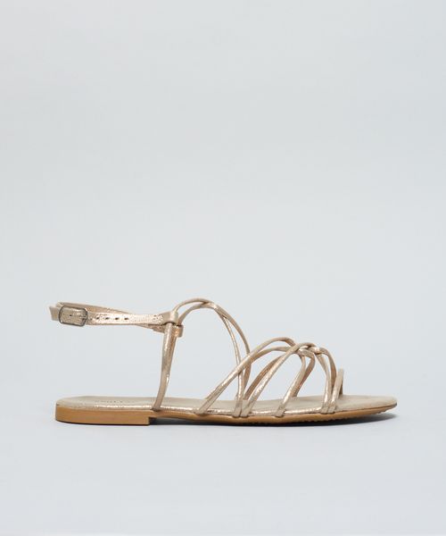 Rasteira Metalizada Entrelace - Ouro Light