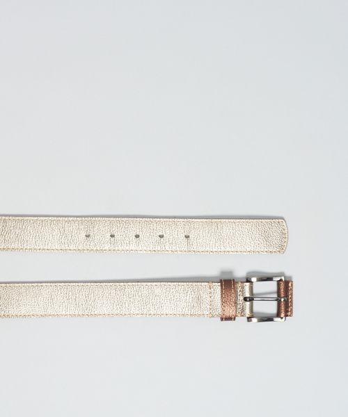 Cinto Couro Detalhe Fivela - Prata Velho