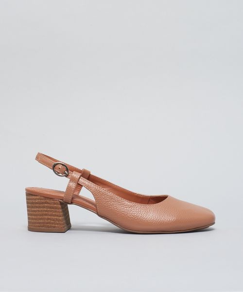 Scarpin Couro Mule - Caramelo