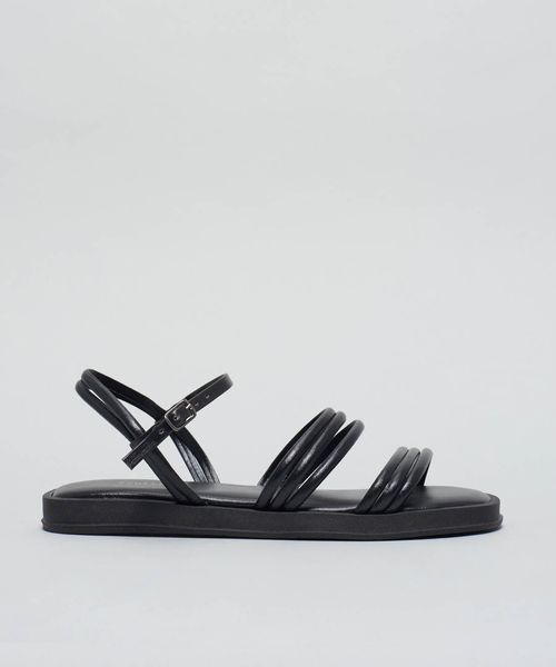 Rasteira Comfort Tiras - Preto