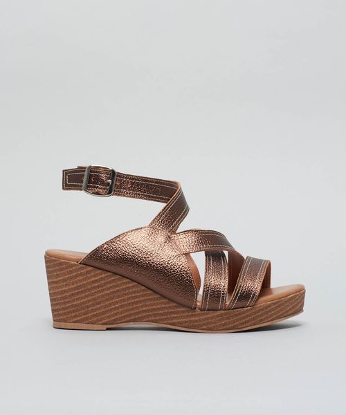 Plataforma Couro Entrelace - Bronze