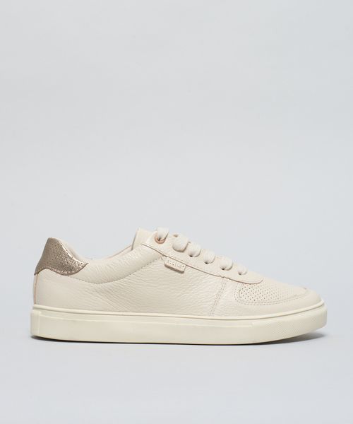 Tenis Couro Detalhe Color - Offwhite