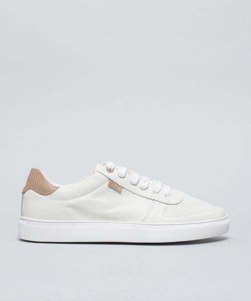 Tenis Couro Detalhe Color - Branco