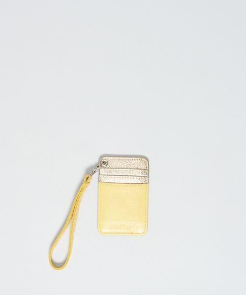 Porta Cartao Couro Ilhos - Amarelo Polen
