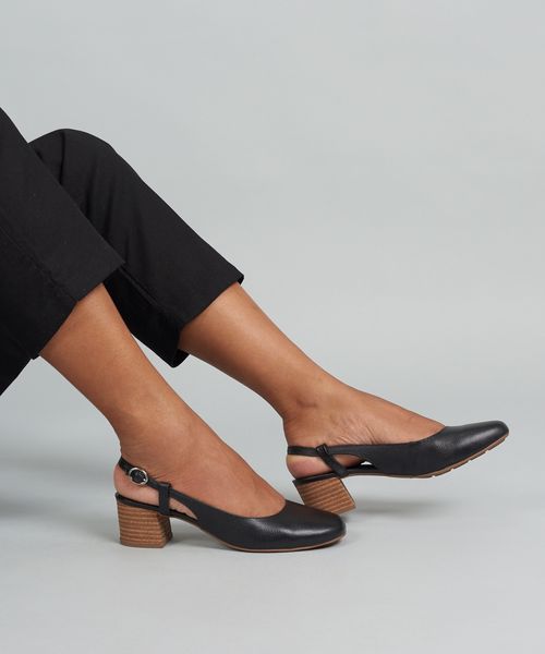Scarpin Couro Mule - Preto