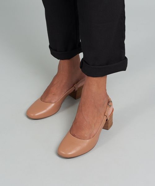 Scarpin Couro Mule - Caramelo