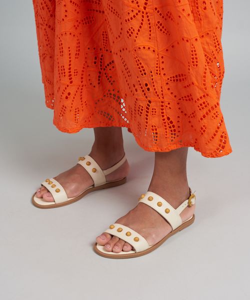 Rasteira Couro Esferas - Offwhite