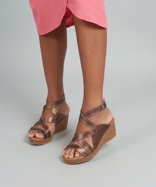 Plataforma Couro Entrelace - Bronze