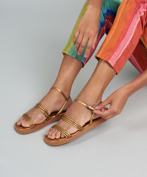 Rasteira Comfort Tiras - Bronze