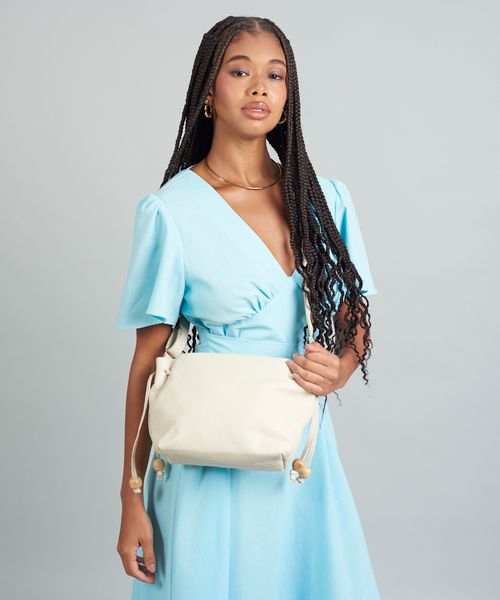 Bolsa m Couro Esferas - Offwhite