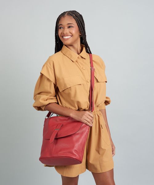 Bolsa g Couro Cris - Vermelho