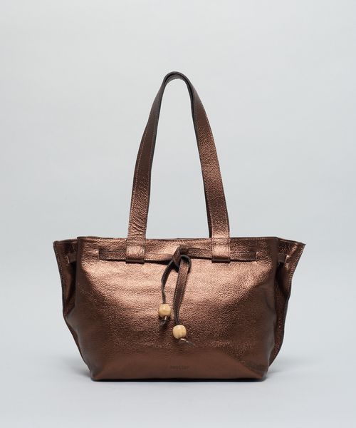 Bolsa g Couro Esferas - Bronze