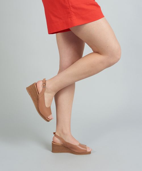 Plataforma Couro Alda - Caramelo